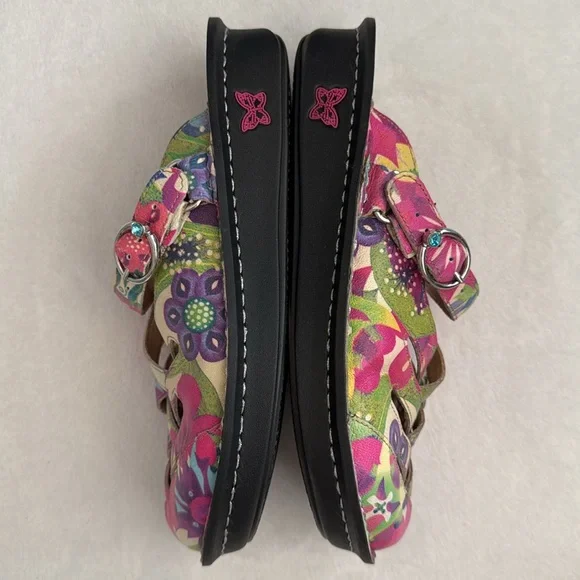 Alegria | Freesia Happy Days Woven Leather Slingback Clogs FRE-525 Floral (38) - Picture 12 of 16